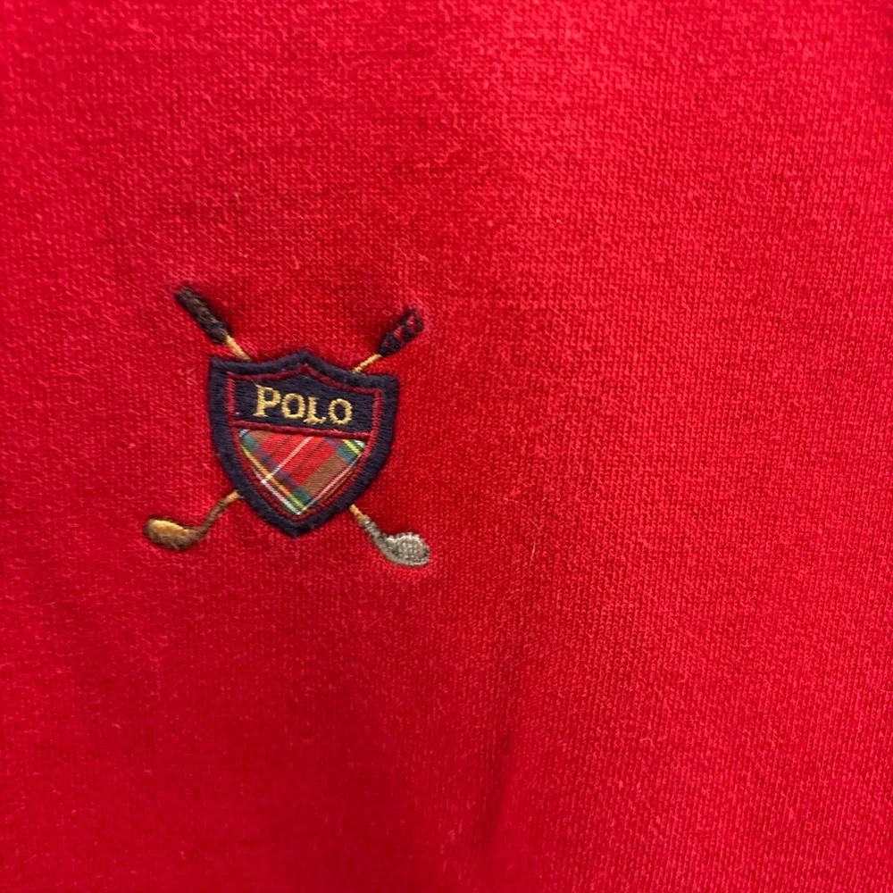 Vintage Polo Ralph Lauren Sweatshirt Vest Men XL Red Golf Logo V Neck Pullover - Picture 3 of 6